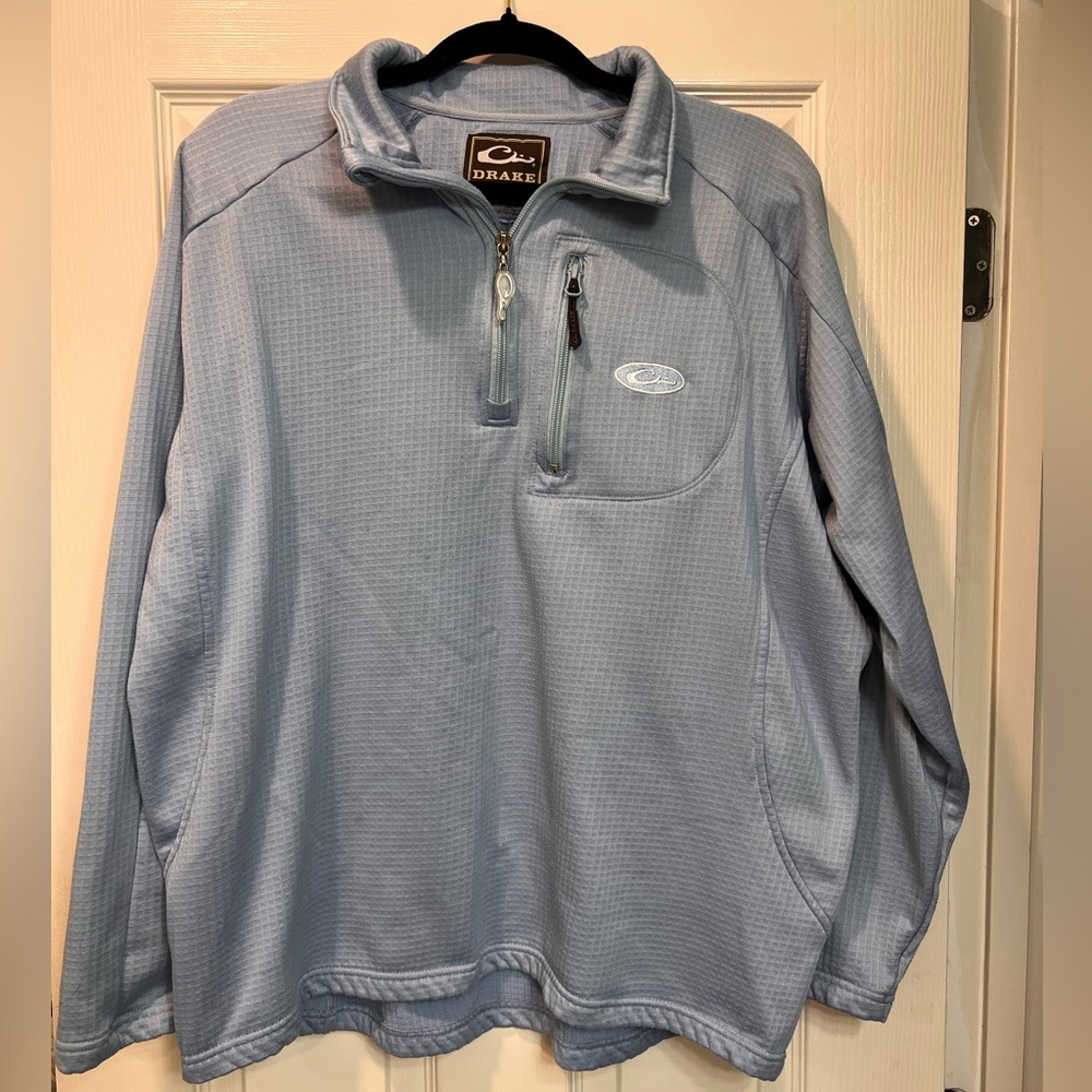 Drake Men's Blue‎ Polyester Zip Neck Chest Pocket Hunting Jacket Size L.